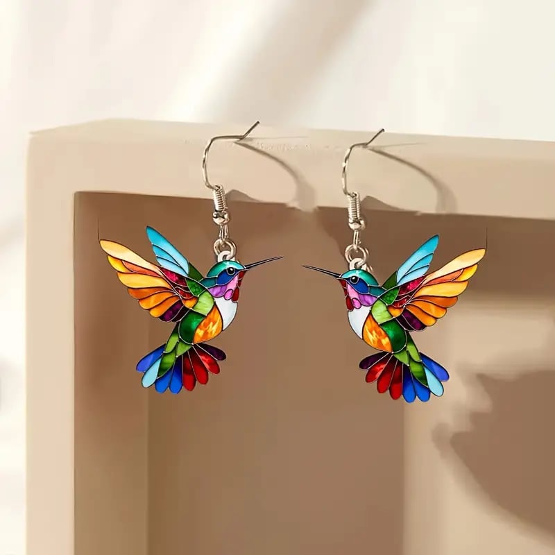 🌈Colorful Hummingbird Earrings🐦-tidenox
