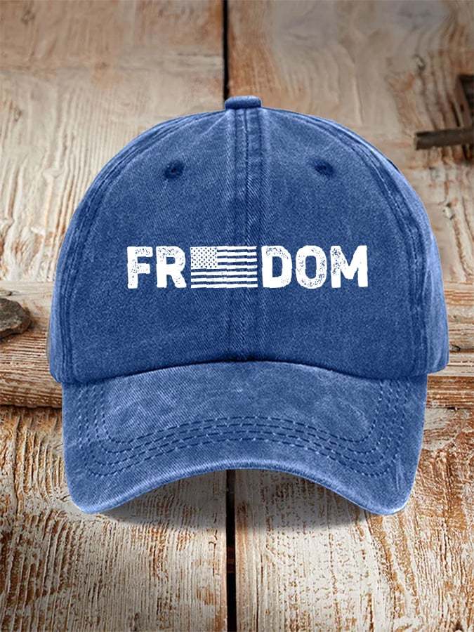 Unisex Freedom American Flag Print Baseball Cap-tidenox