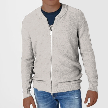 Men's Casual Knit Double Zipper Design Cardigan Sweater-tidenox