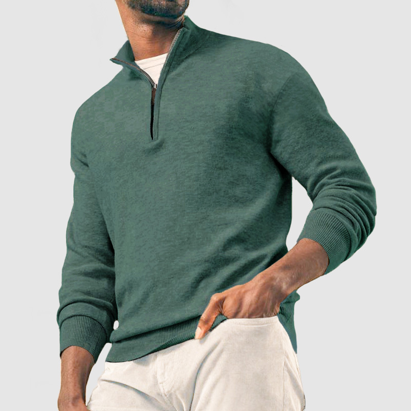 Men's Casual Basic Zipper Pullover Cashmere Sweater ( NEW )-tidenox
