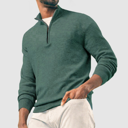 Men's Casual Basic Zipper Pullover Cashmere Sweater ( NEW )-tidenox