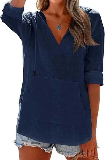Women's V-Neck Hooded Beach Cover-Up-tidenox