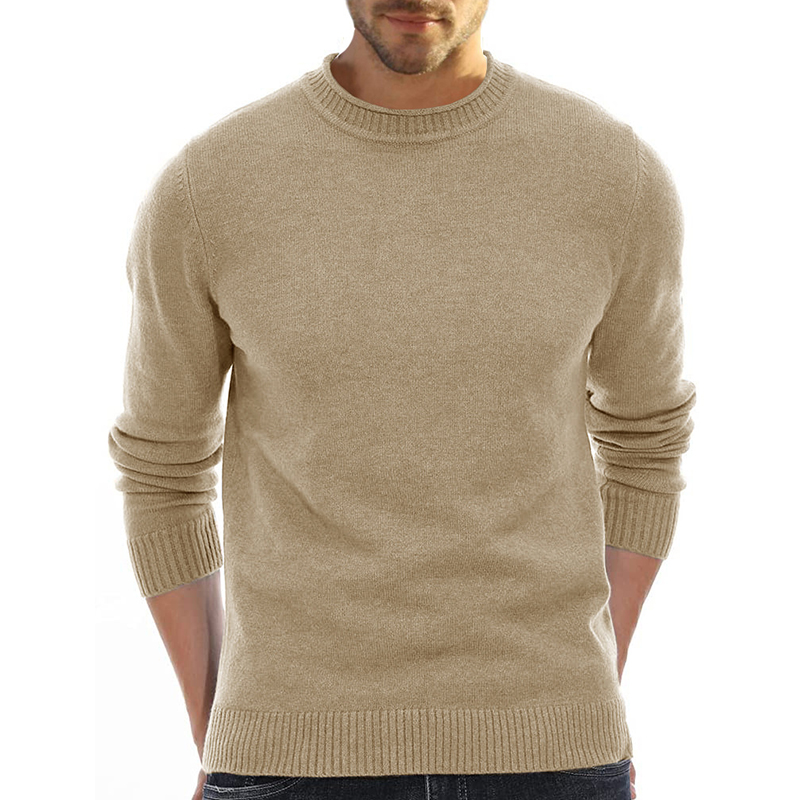 Men's Long Sleeve Crew Neck Sweater Soft Casual Sweater Men's Classic Sweater-tidenox