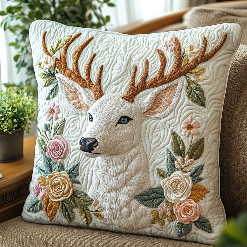 Floral Deer CW0107022CL Quilt Pillow Case-tidenox