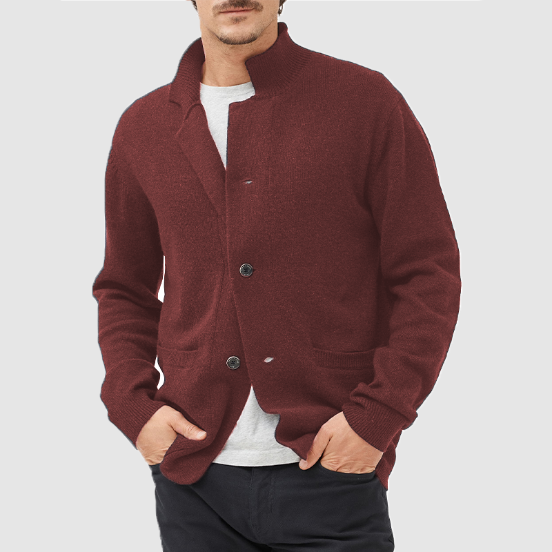 Men's Cardigan Casual Sweater Solid Color Sweater-tidenox