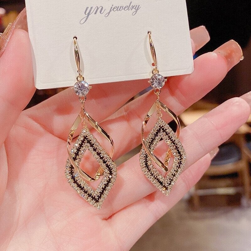 Rhombus Earrings with Diamonds-tidenox