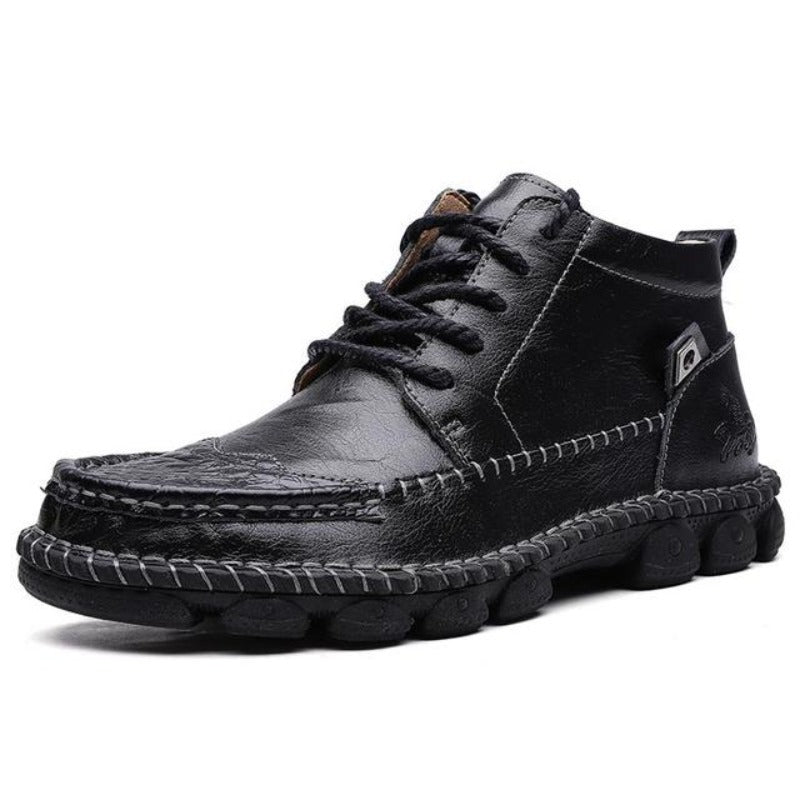 Men's Handcrafted Cowhide Leather Orthopedic Waterproof Ankle Boots-tidenox