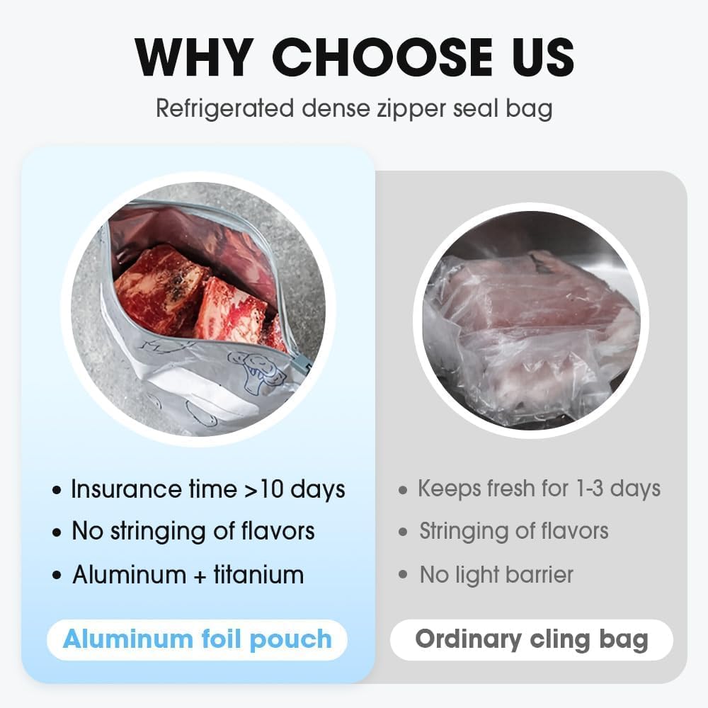 Various foods stored in freshness bags