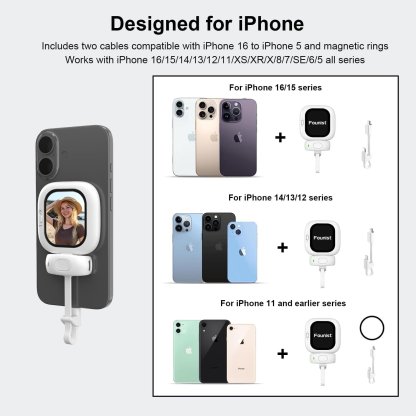 Vlogmate Mini Vlog Selfie Monitor Screen for iPhone, Wired Back Camera Monitor with Bluetooth Remote