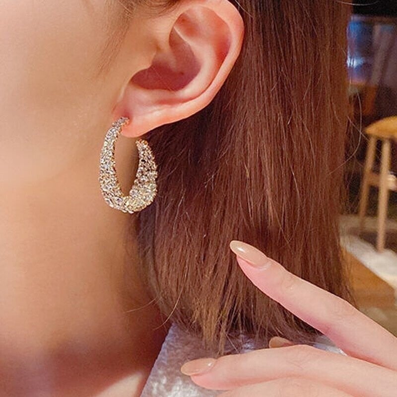 Rhinestone earrings-tidenox