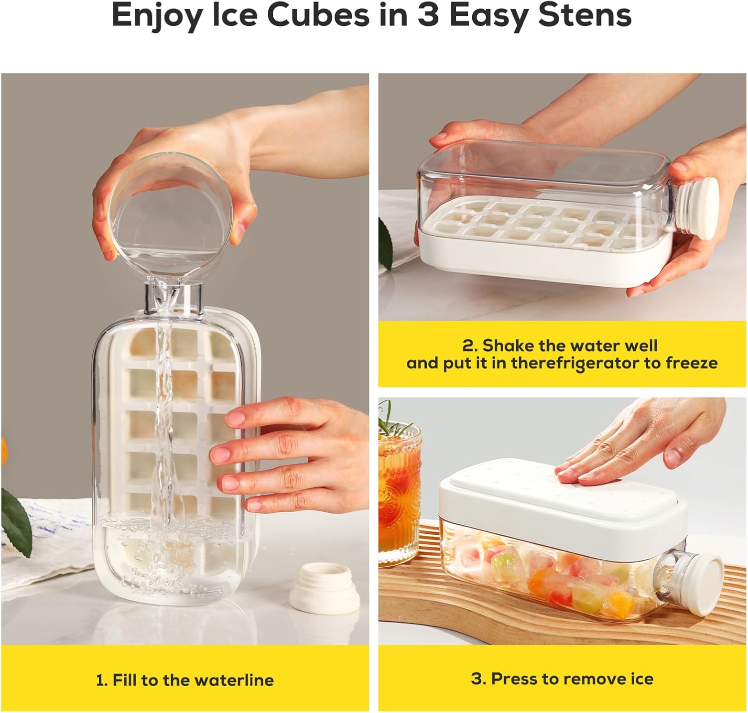 2 IN 1 Ice Cube Water Bottle,Simple Press-Type Ice Cube Water Bottle-Convenient Straw Included-tidenox