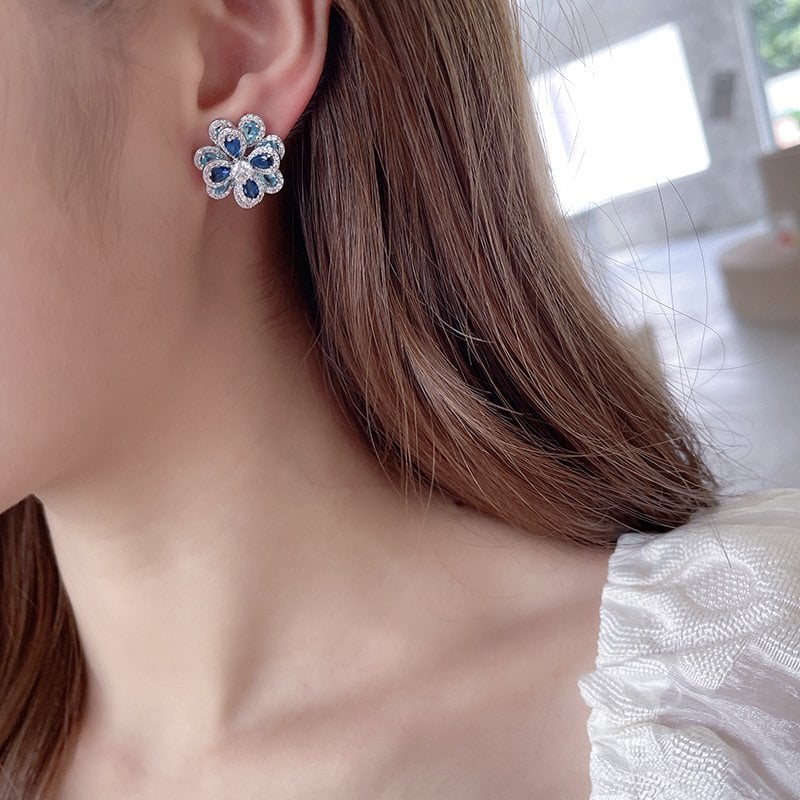 (Spring Limited Edition) Colorful Zircon Flower Earrings-tidenox