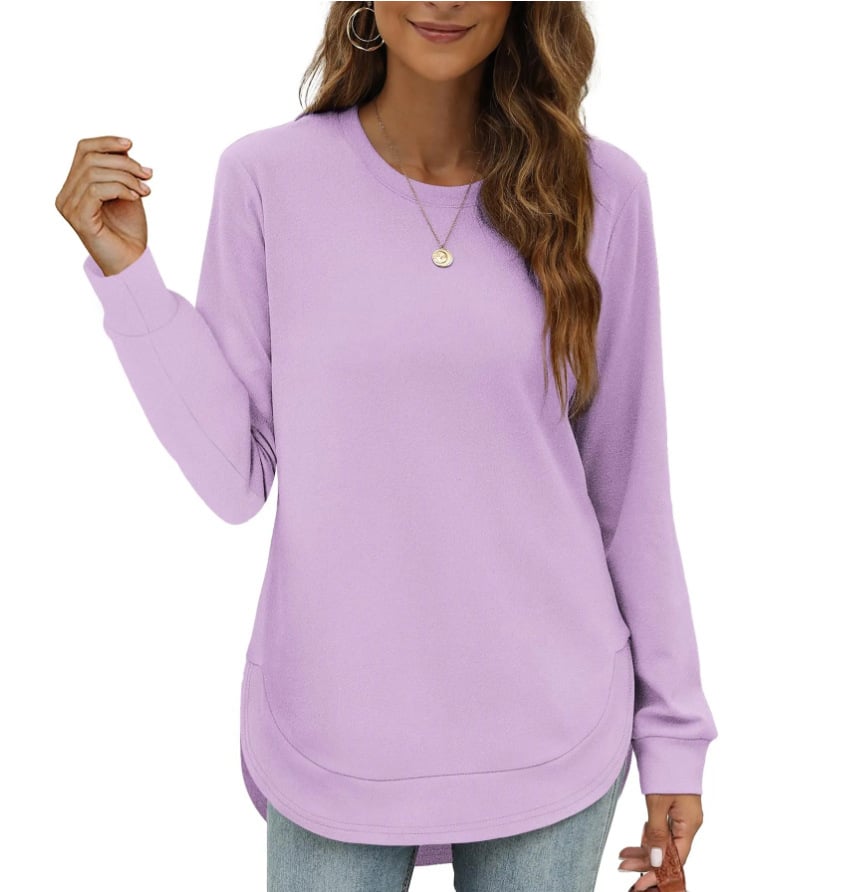 ⏰Hot Sale-Women's Sweatshirt Crewneck Curved Hem-tidenox