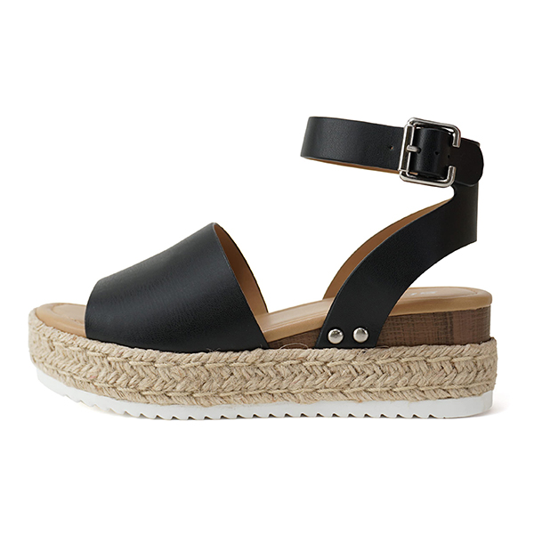 2025 Womens Buckle Ankle Strap Flatform Wedge Casual Sandals-tidenox