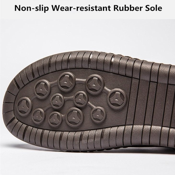 Zipper Plush Ankle Leather Orthopedic Shoes For Men Nonslip Boots-tidenox