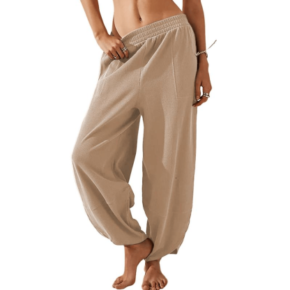 Womens Baggy Wide Leg Pants Casual Elastic Waisted Palazzo Harem Pants with Pockets