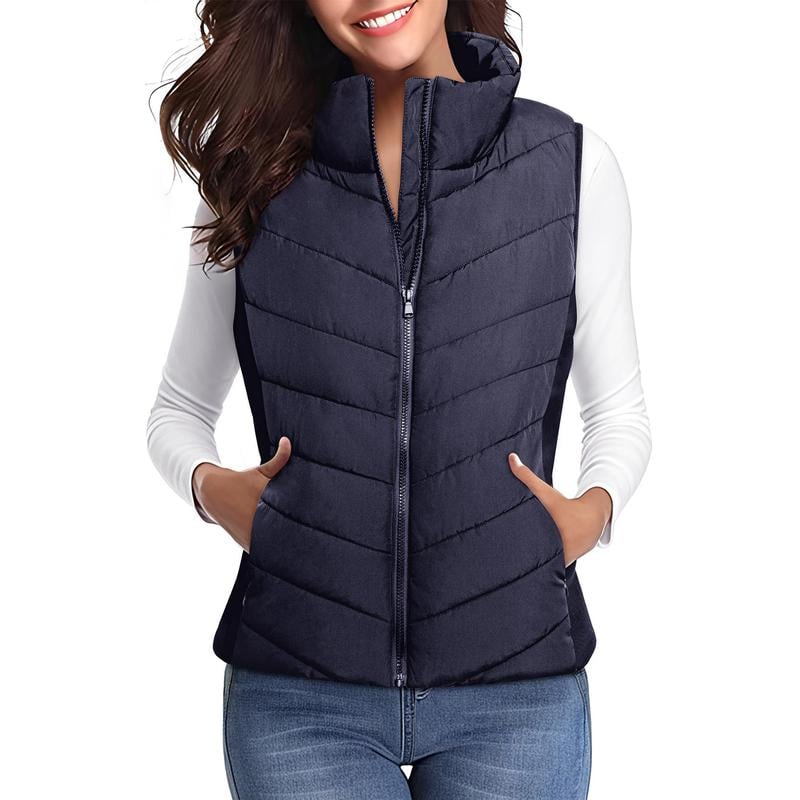 ✨️Cozy Without Bulk: Puffer Vest Women Sleeveless Zip Up Outerwear-tidenox