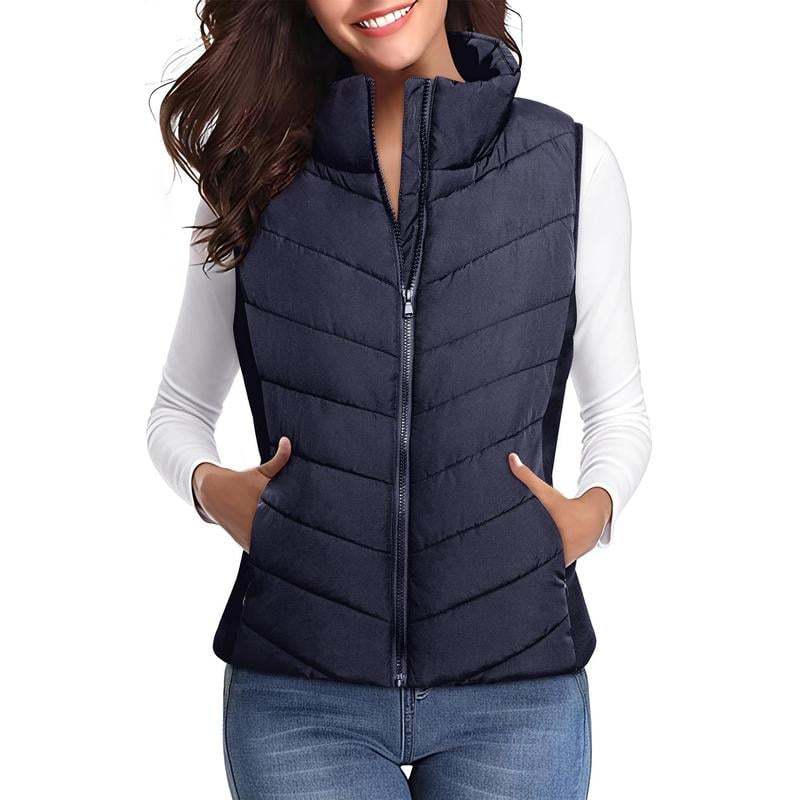 ✨️Cozy Without Bulk: Puffer Vest Women Sleeveless Zip Up Outerwear-tidenox