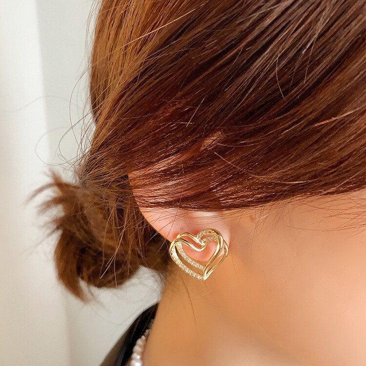 Double hollow love earrings-tidenox