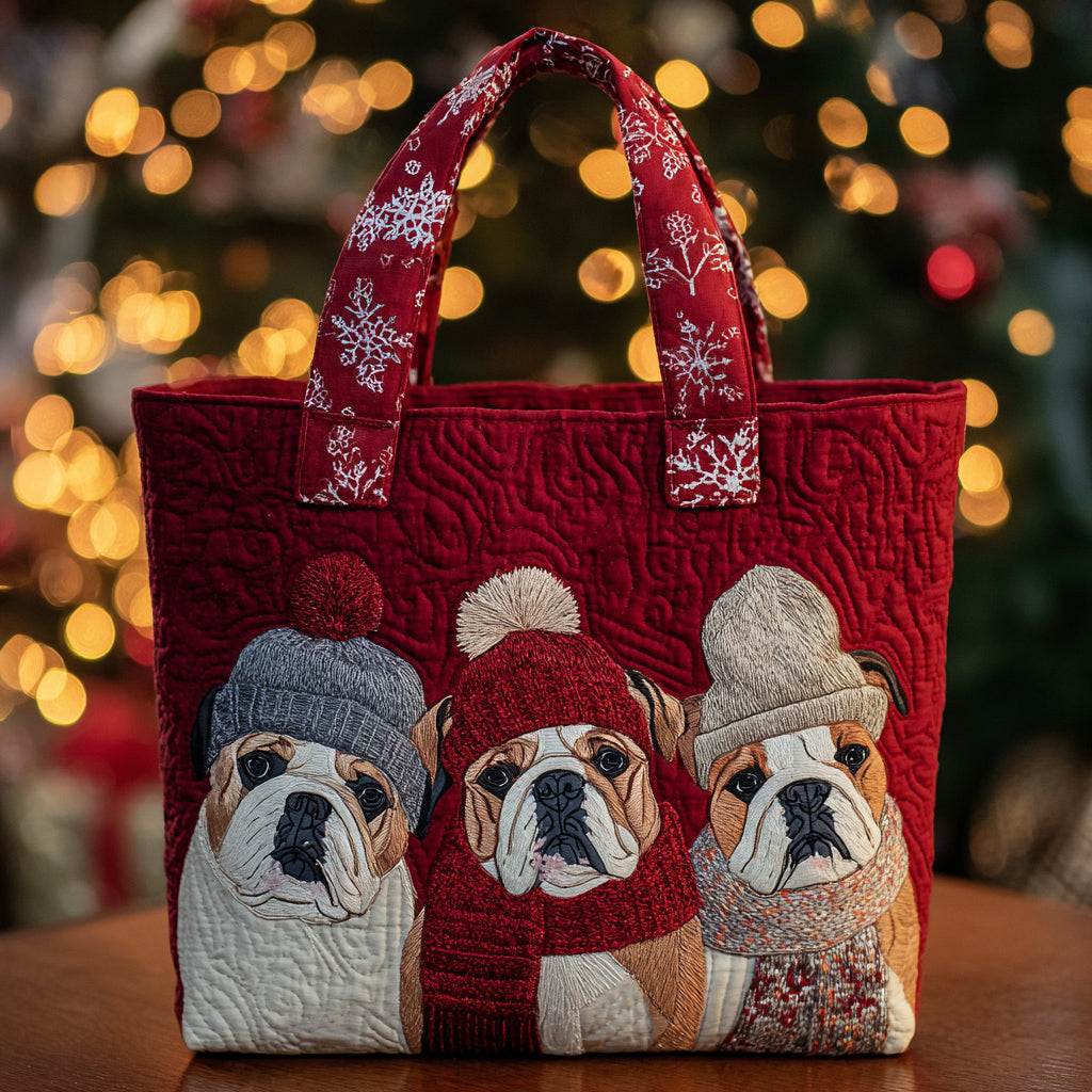 Bulldog Trio Quilted Tote Bag NCU0HH287-tidenox