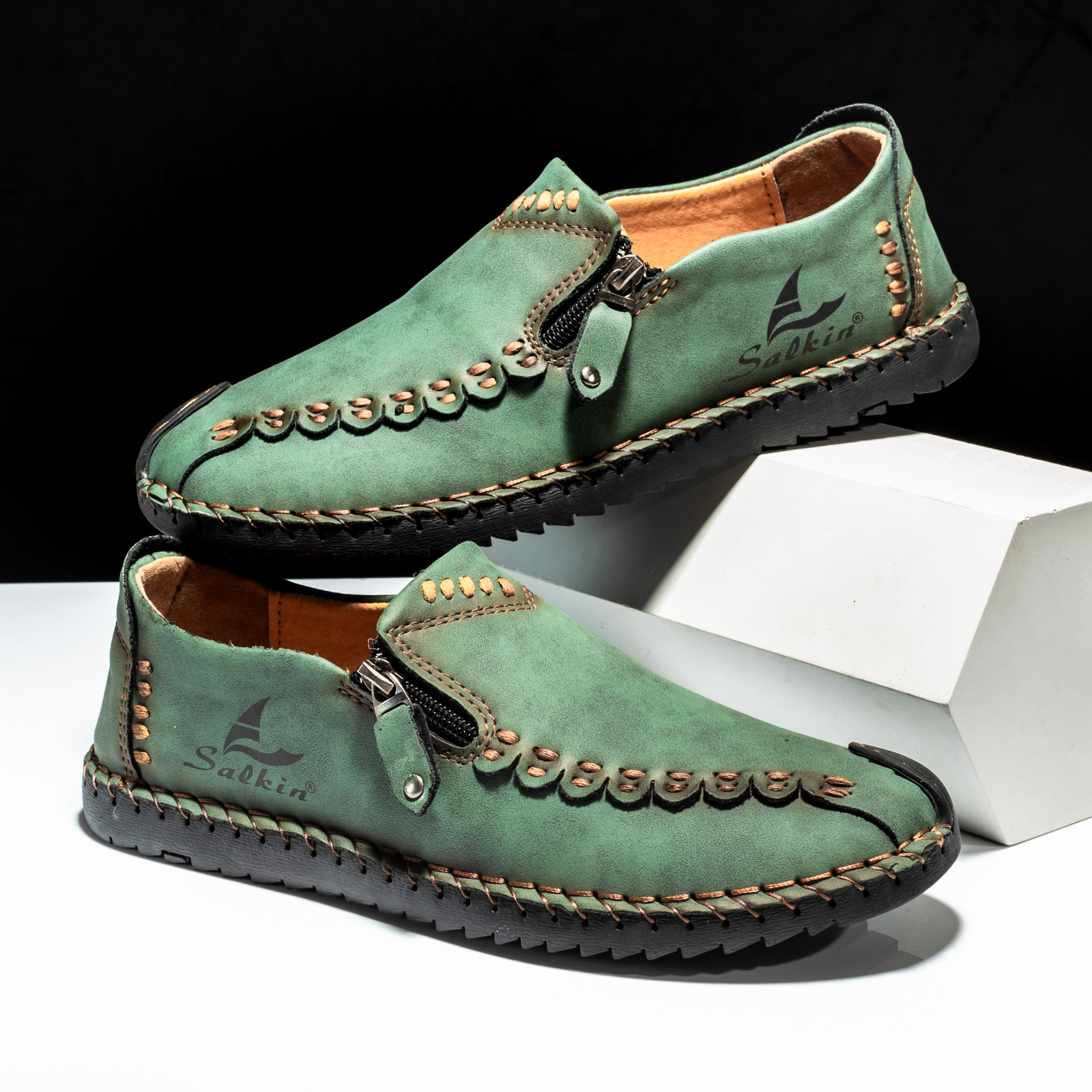 ⏰Limited Time Sale 70% OFF-Mens - Premium Leather Casual Driving Shoes-Waterproof,Wide Toe, Arch Support, Pressure Relief, Non-Slip Sole for Casual, Travel & Outdoor-tidenox