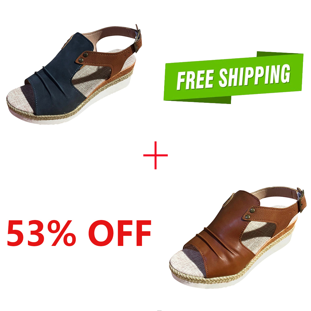 LAST DAY 50% OFF-2025 Womens Open Toe Ankle Strap Platform Orthopedic Wedge Sandals-tidenox