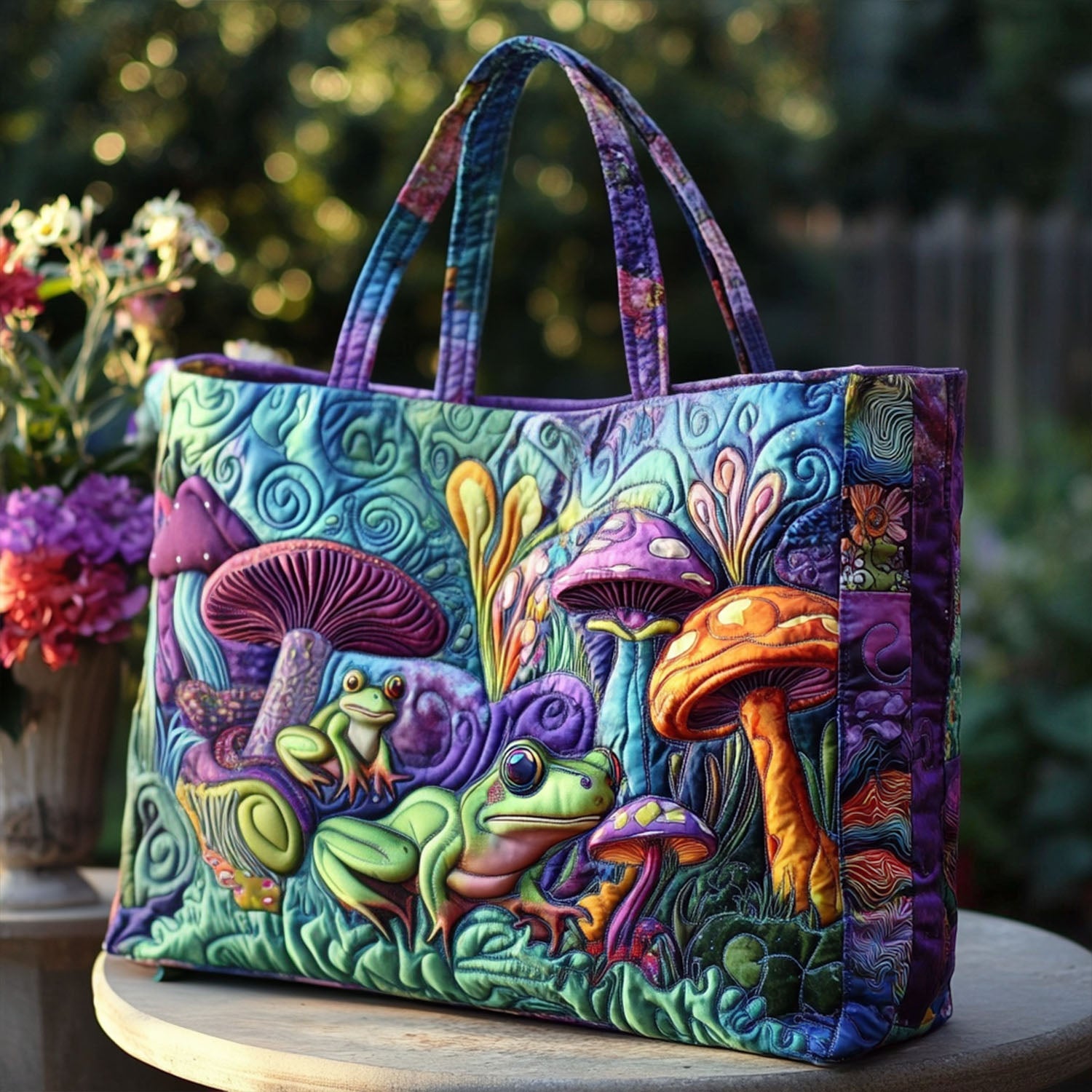 Toadally Cute Quilted Tote Bag NCU0PT8412-tidenox