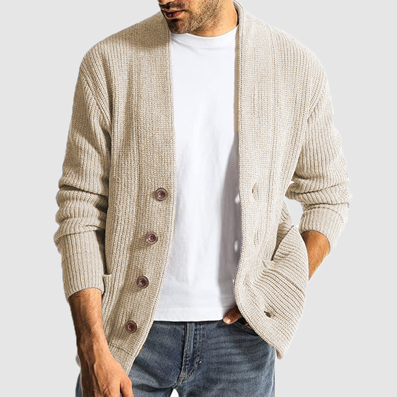 Autumn and winter new style men's sweater casual long sleeve add thick slim sweater cardigan-tidenox