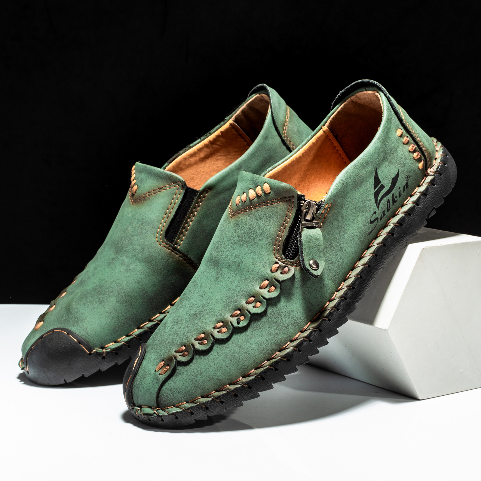 ⏰Limited Time Sale 70% OFF-Mens - Premium Leather Casual Driving Shoes-Waterproof,Wide Toe, Arch Support, Pressure Relief, Non-Slip Sole for Casual, Travel & Outdoor-tidenox