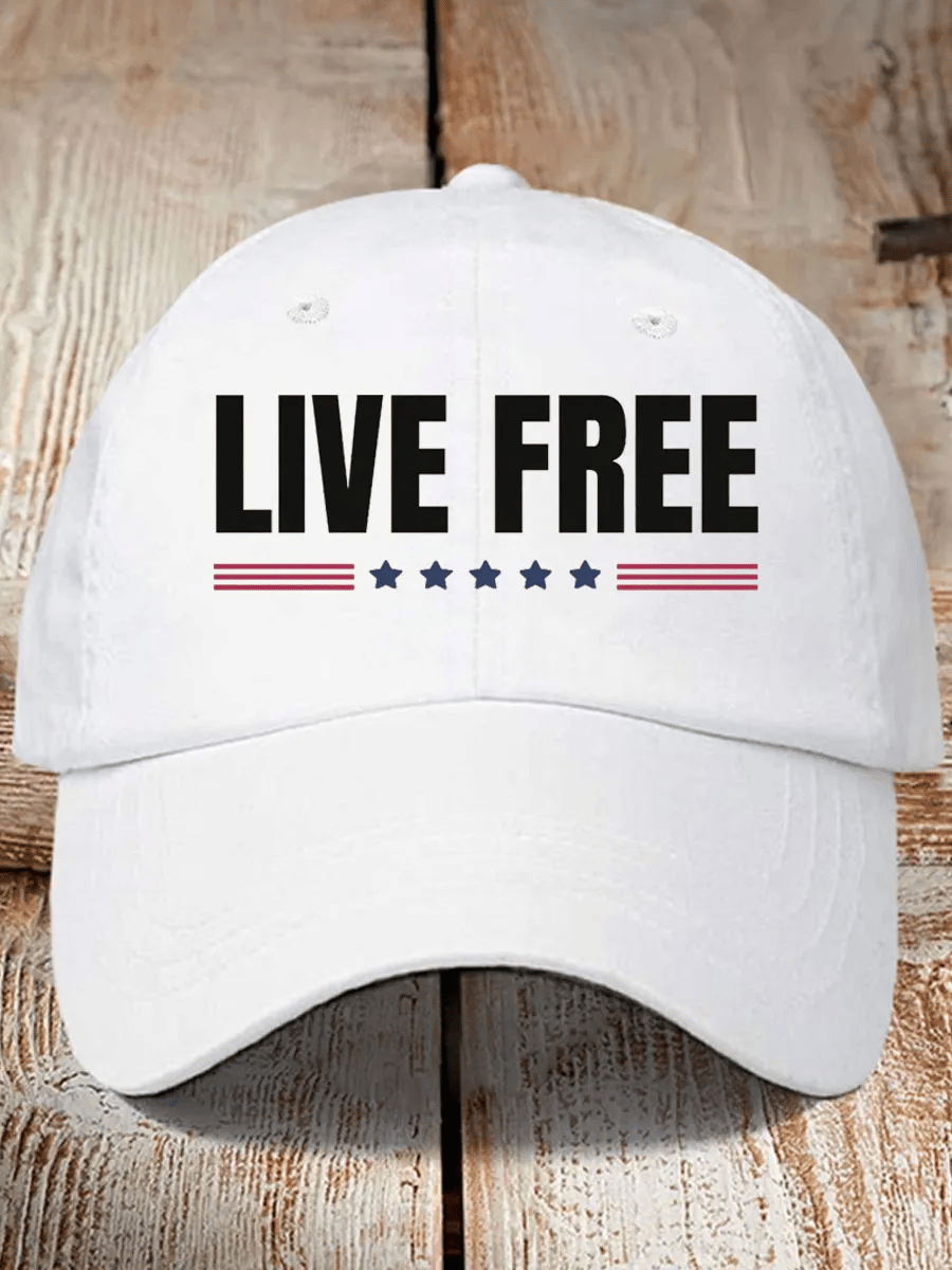 Retro Live Free Print Baseball Cap-tidenox