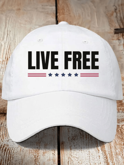 Retro Live Free Print Baseball Cap-tidenox