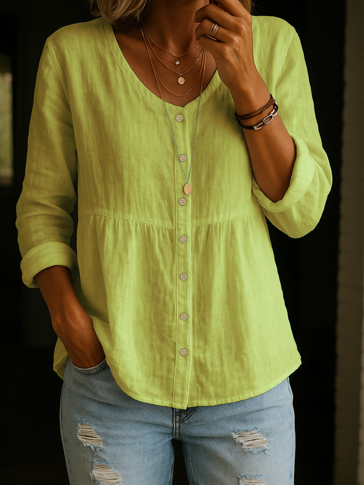 Women's Linen And Cotton Shirt