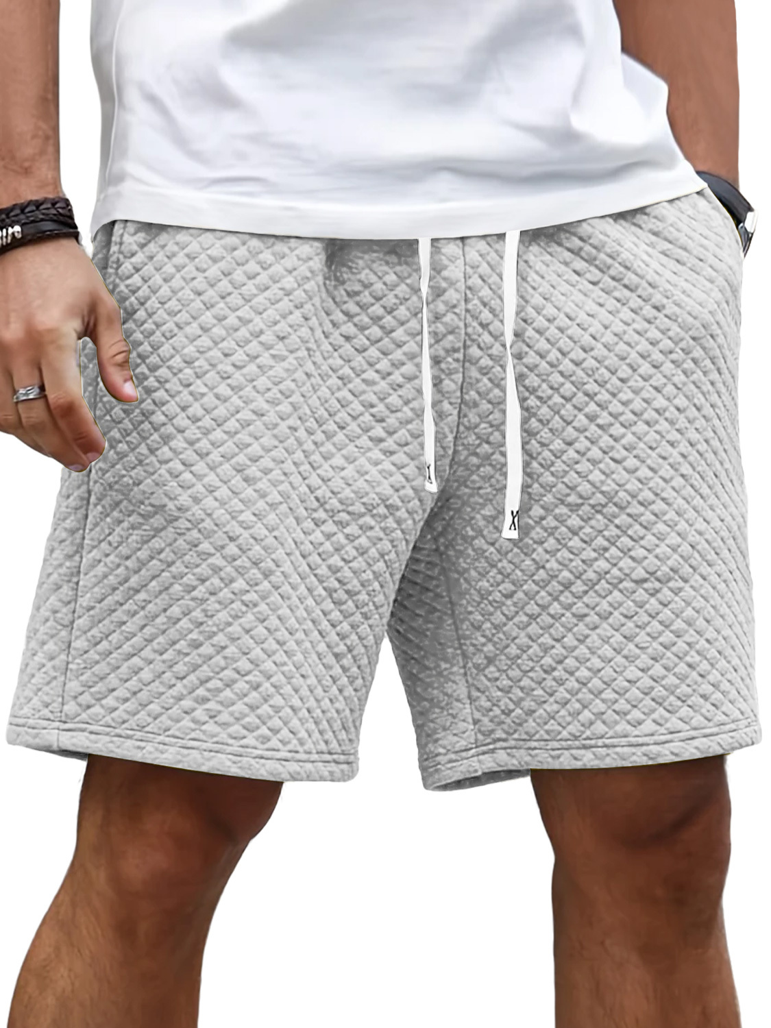 Men's Daily Diamond Elastic Waist Casual Shorts-tidenox