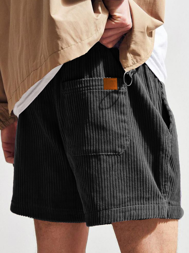 Men's Fashion Retro Sports Corduroy Fabric Shorts-tidenox