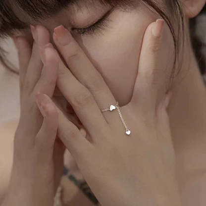 Adjustable Heart Tassel Ring – Whimsical & Romantic-tidenox