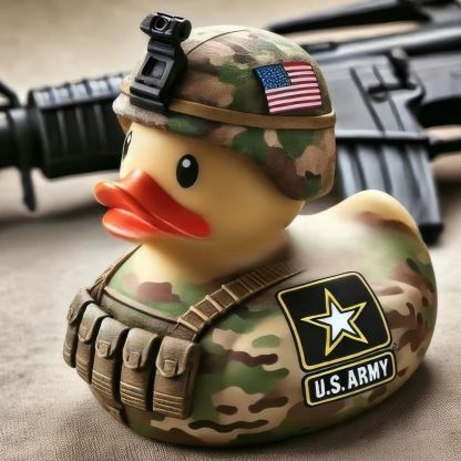 EROCK Military Branch Resin Duck - Hand-Painted Collectible Miniature for Car Dashboard, Office Desk, Home Decor - Air Force/Navy/Army/Space/Coast Guard/Camouflage（Army