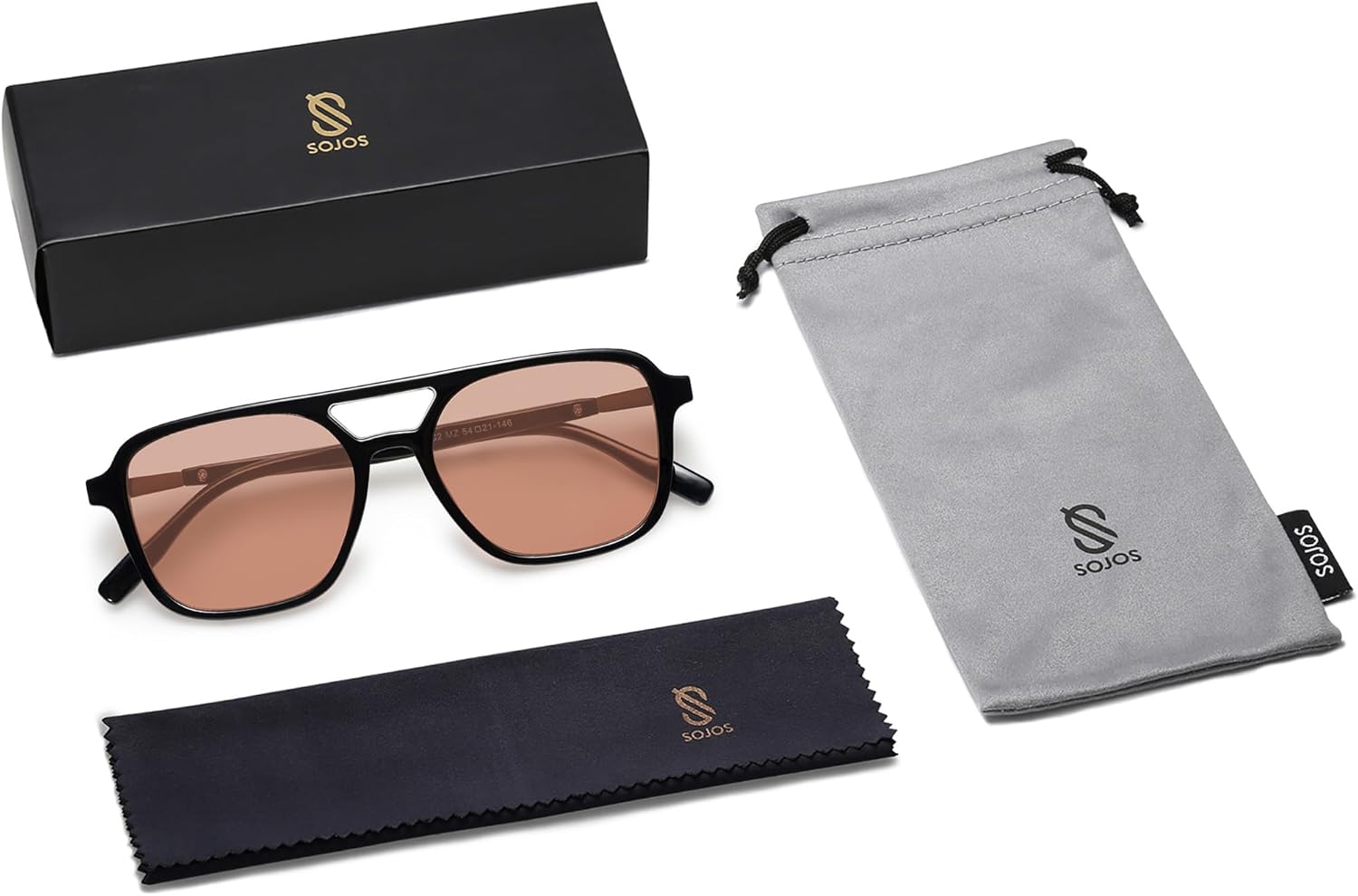 SOJOS Retro Aviator Sunglasses for Women Men,Trendy Rectangle Womens Mens Shades Sun Glasses SJ2202-tidenox