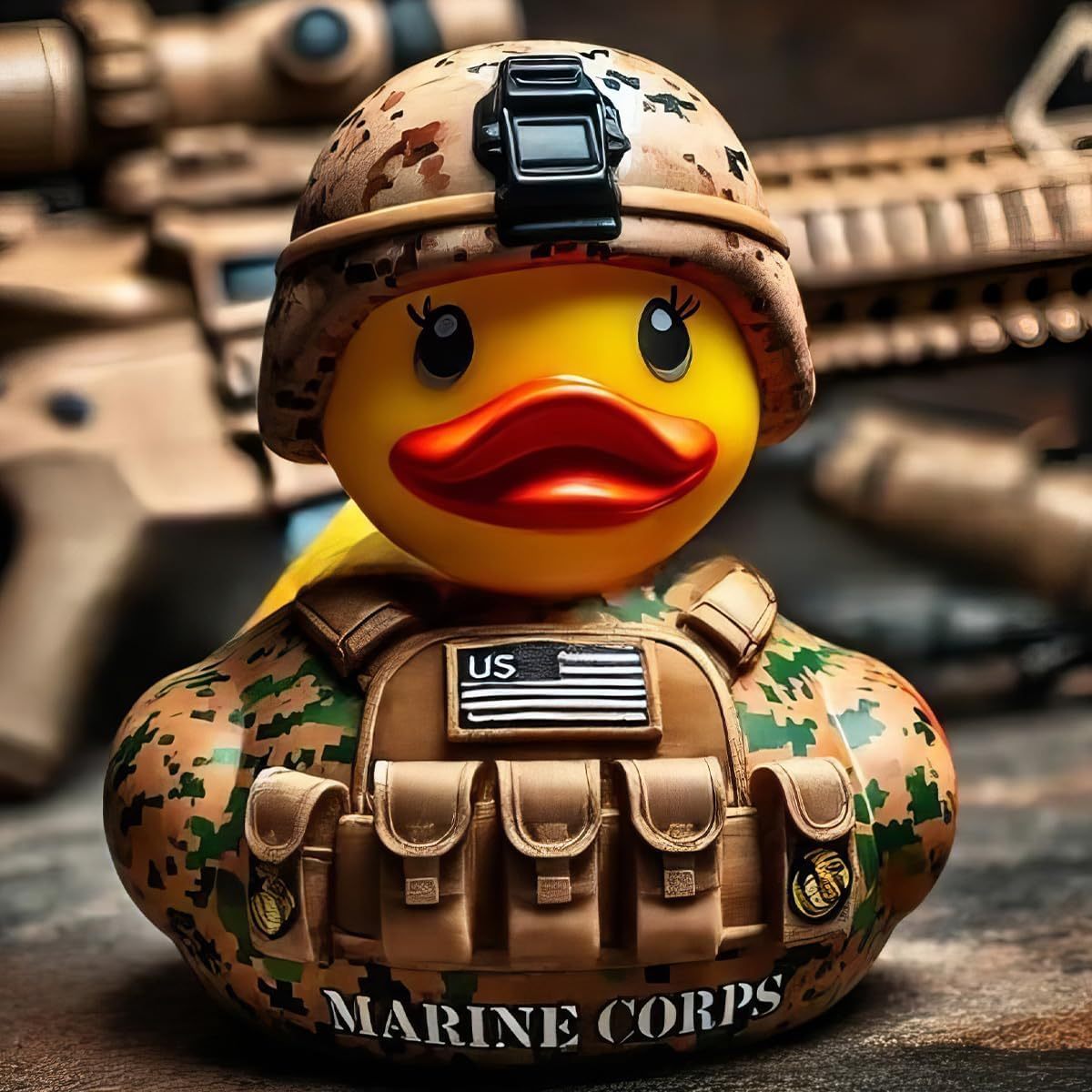 EROCK Military Branch Resin Duck - Hand-Painted Collectible Miniature for Car Dashboard, Office Desk, Home Decor - Air Force/Navy/Army/Space/Coast Guard/Camouflage（Army