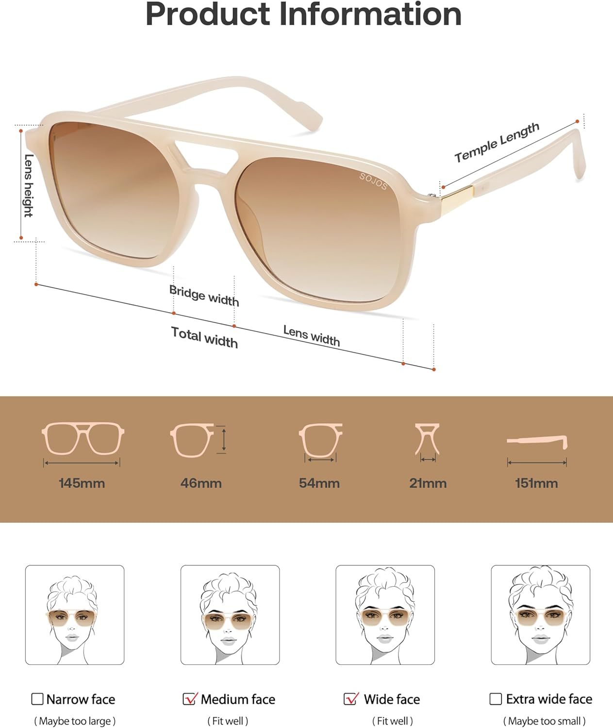 SOJOS Retro Aviator Sunglasses for Women Men,Trendy Rectangle Womens Mens Shades Sun Glasses SJ2202-tidenox