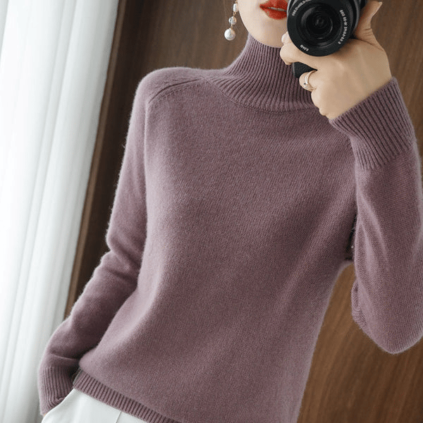 Women's Solid Turtleneck Knit Sweater(Buy 2 Free Shipping)-tidenox