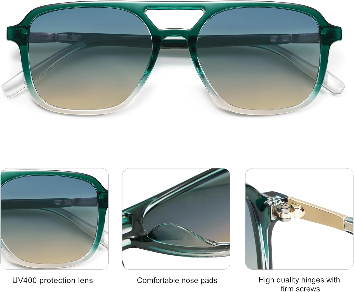 SOJOS Retro Aviator Sunglasses for Women Men,Trendy Rectangle Womens Mens Shades Sun Glasses SJ2202-tidenox