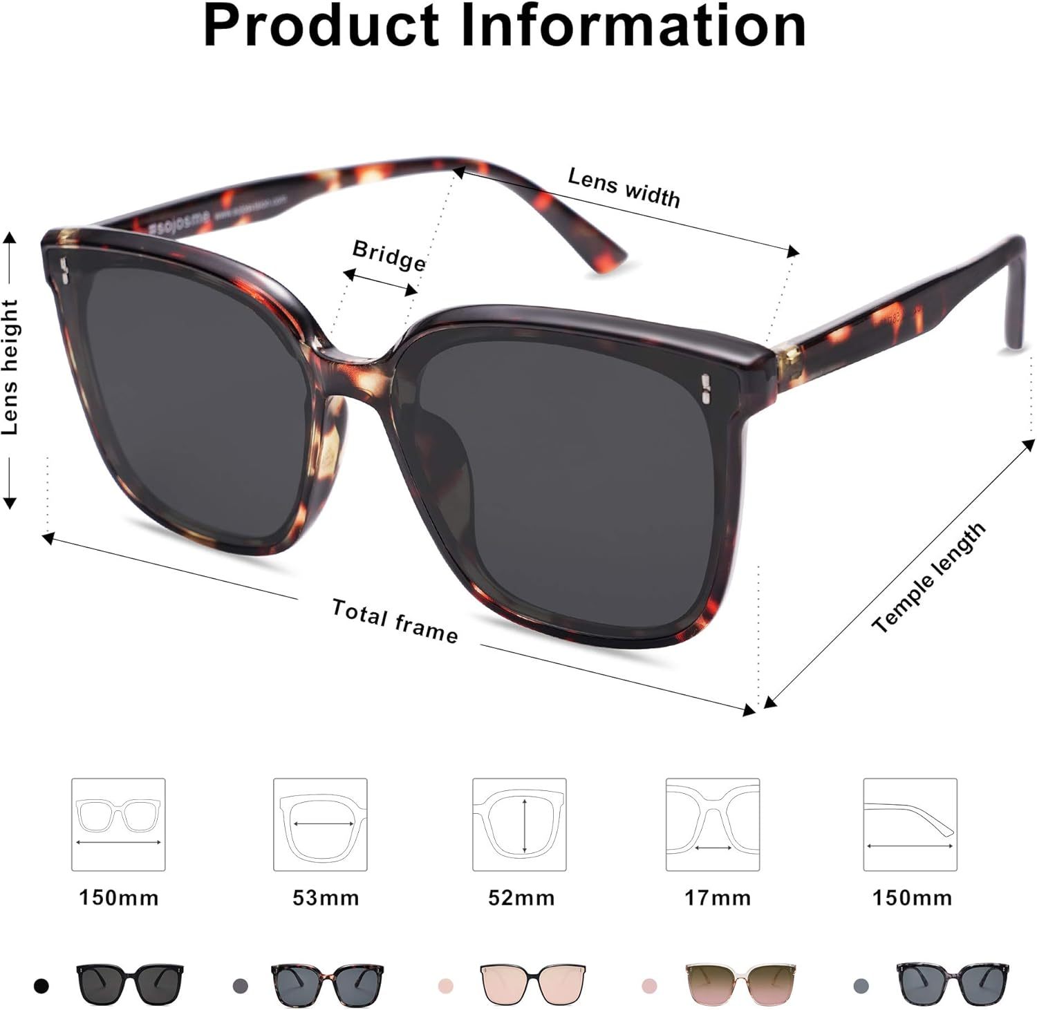 SOJOS Trendy Oversized Sunglasses for Women and Men-tidenox