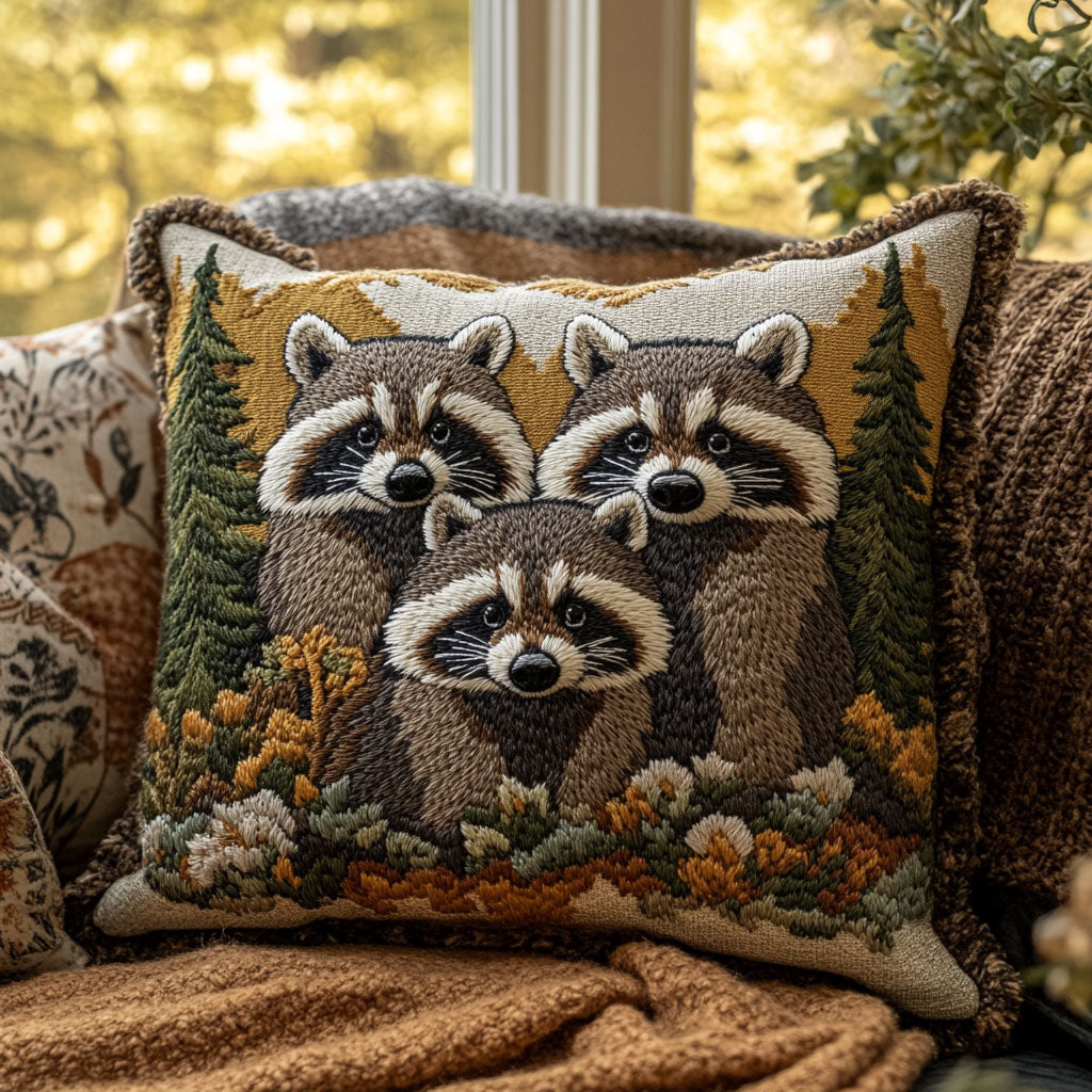 Raccoon Family WJ2803042CL Quilt Pillow Case-tidenox