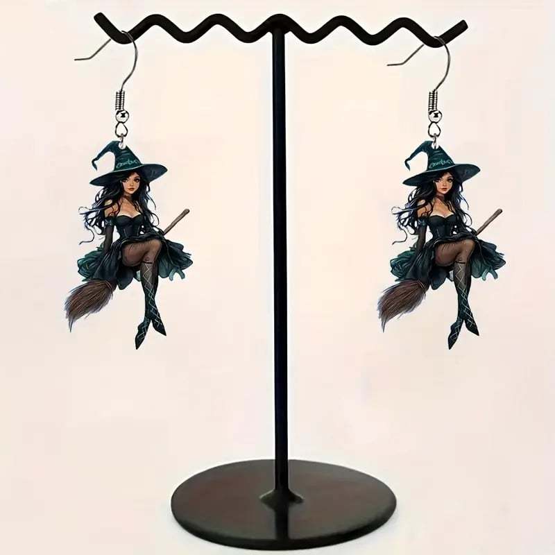 🧙‍♀️✨ Witch on Broom Earrings-tidenox