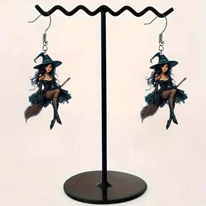 🧙‍♀️✨ Witch on Broom Earrings-tidenox