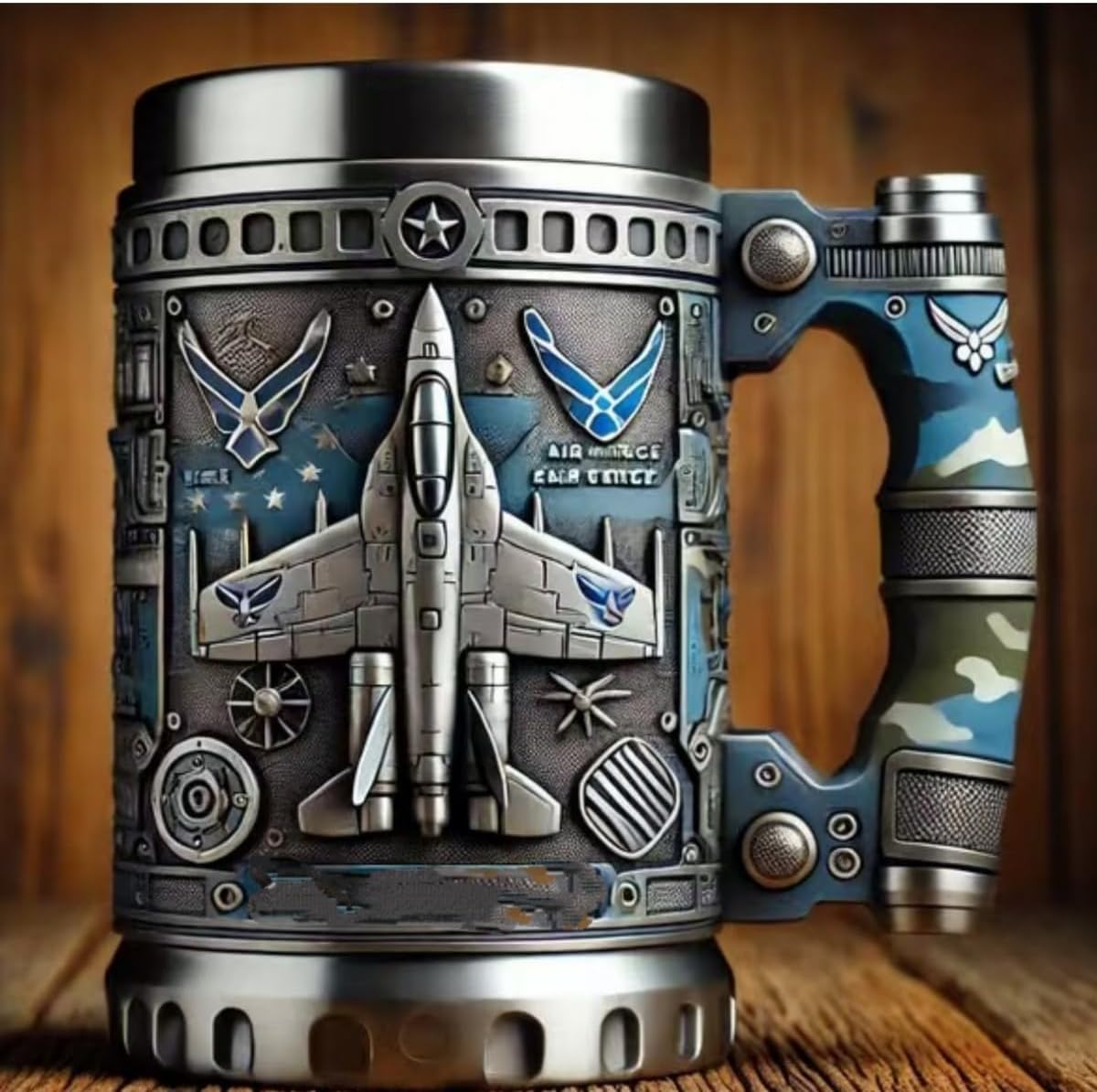 Handmade 3D Military Mug - Army Themed Ceramic Coffee Cup -tidenox