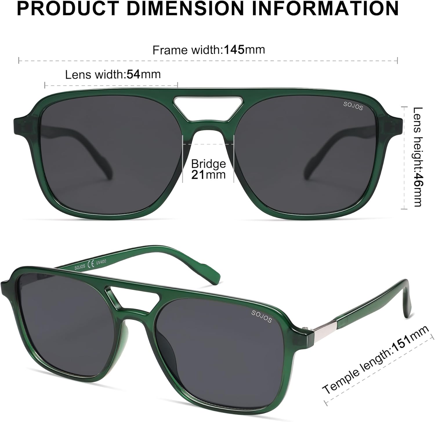 SOJOS Retro Aviator Sunglasses for Women Men,Trendy Rectangle Womens Mens Shades Sun Glasses SJ2202-tidenox