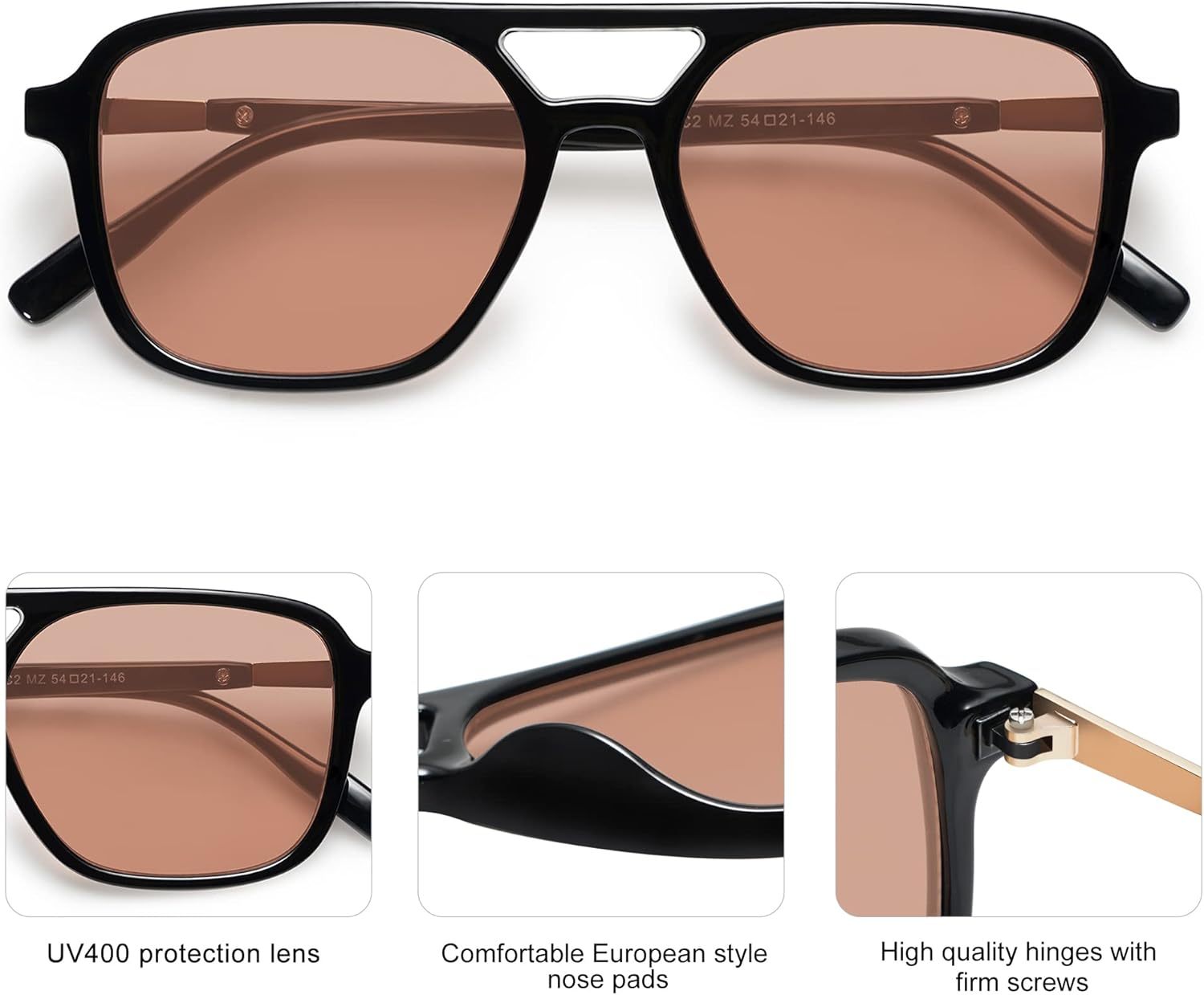 SOJOS Retro Aviator Sunglasses for Women Men,Trendy Rectangle Womens Mens Shades Sun Glasses SJ2202-tidenox