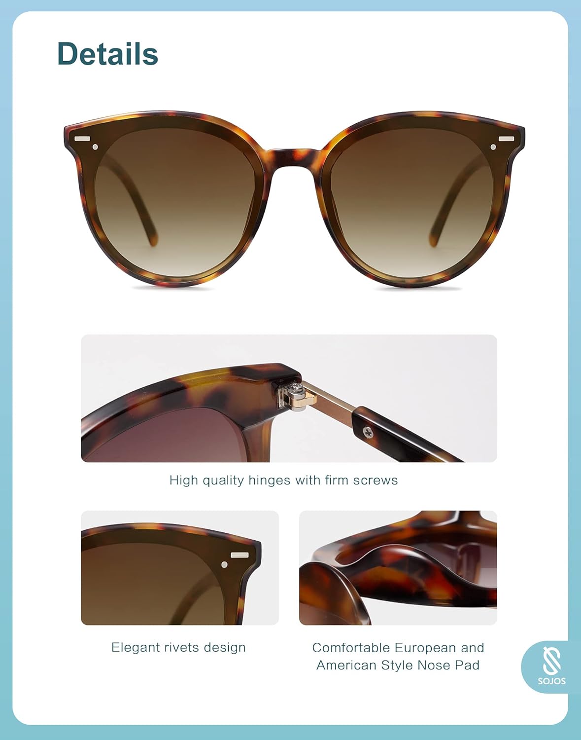 SOJOS Sunglasses Womens Trendy 2025 Classic Round Retro Vintage Shades Large Frame Sunnies SJ2067-tidenox