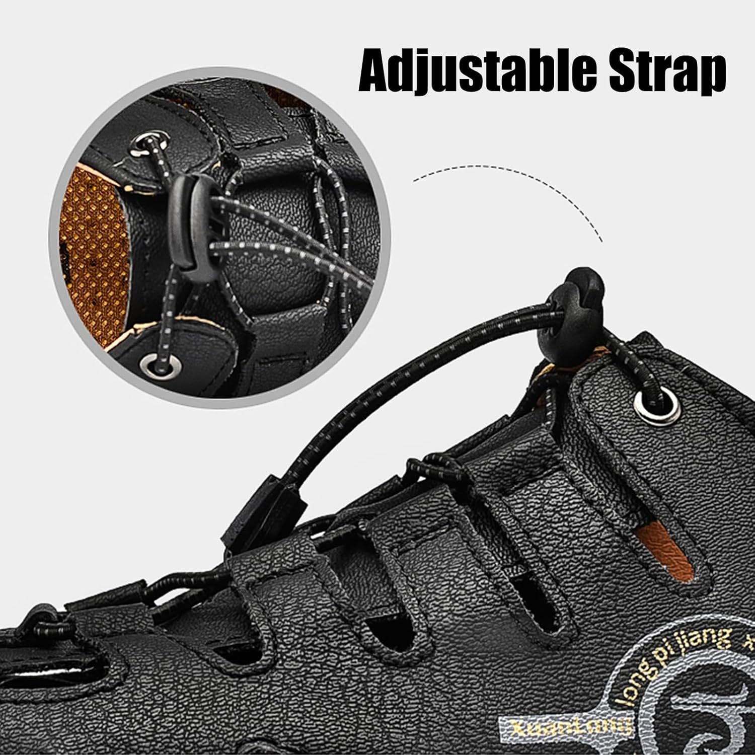  Men's Closed Toe Outdoor Leather Sandals Lightweight Adjustable Trail Hiking Walking Athletic Sandals Summer Casual Beach -tidenox